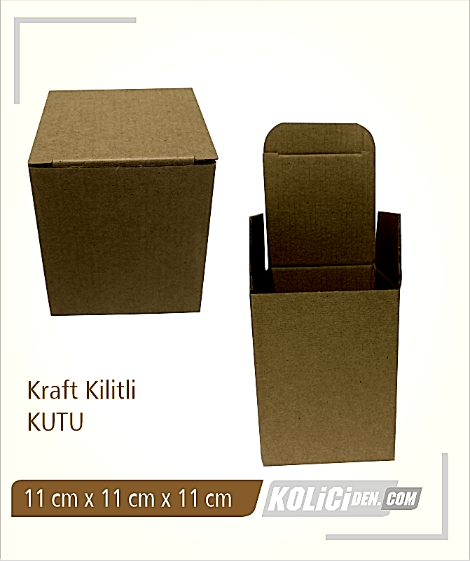 11x11x11 cm Hazır Kraft Kilitli Kutu Çeşidi.
