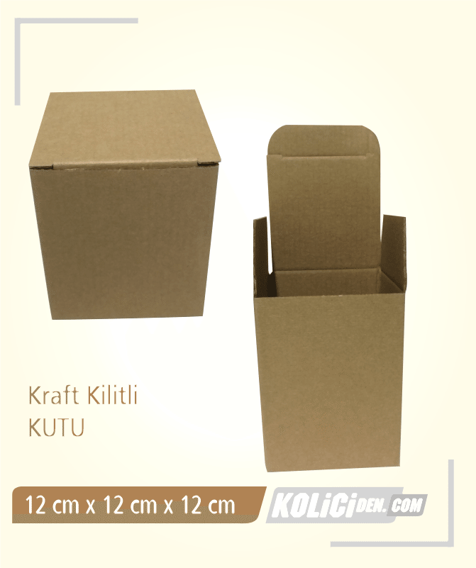 12x12x12 cm Hazır Kraft Kilitli Kutu Çeşidi