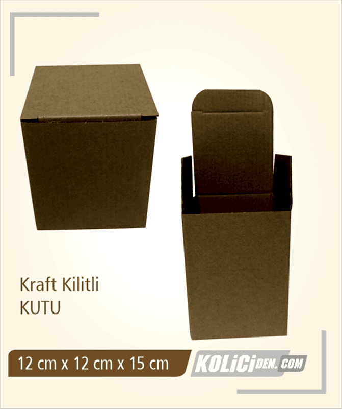 12x12x15 cm Hazır Kraft Kilitli Kutu Çeşidi