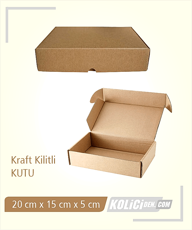 20x15x5 cm Hazır Kraft Kilitli Kutu Çeşidi