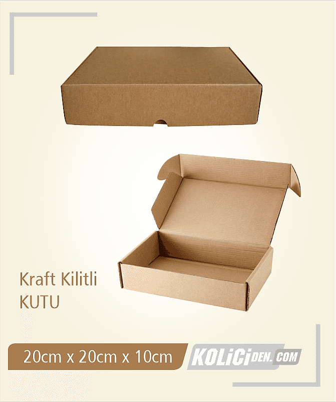 20x20x10 cm hazır kraft kilitli kutu