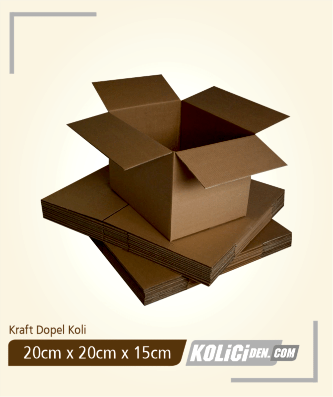 20x20x15 cm Hazır Kraft Dopel Koli