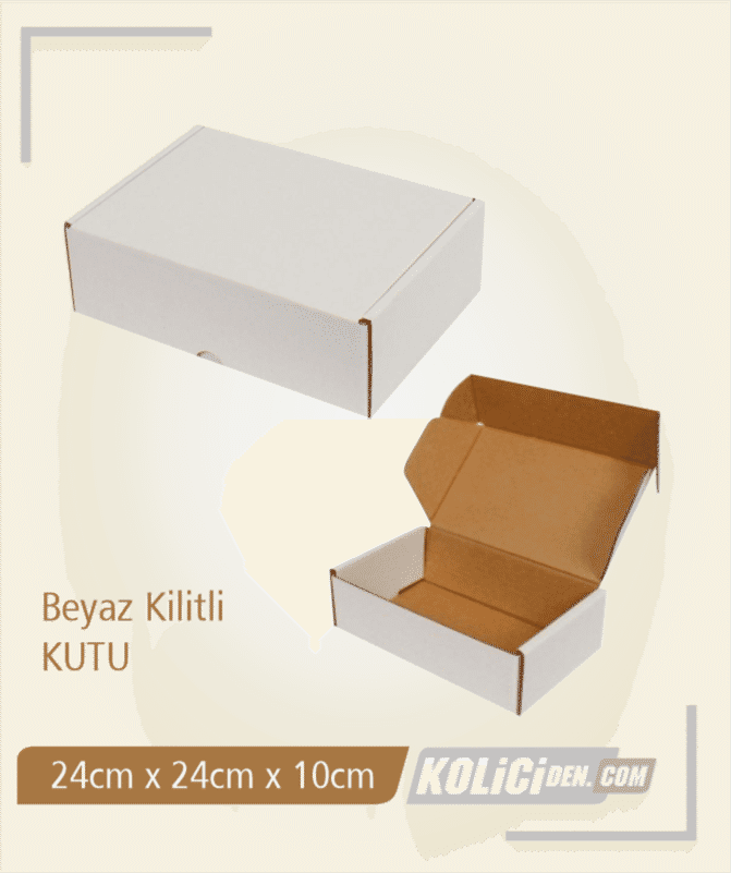 24x24x10 cm  Hazır Kraft Kilitli Kutu