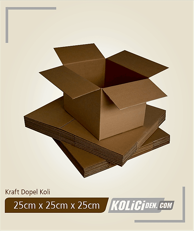 25x25x25 cm Hazır Kraft Dopel Koli