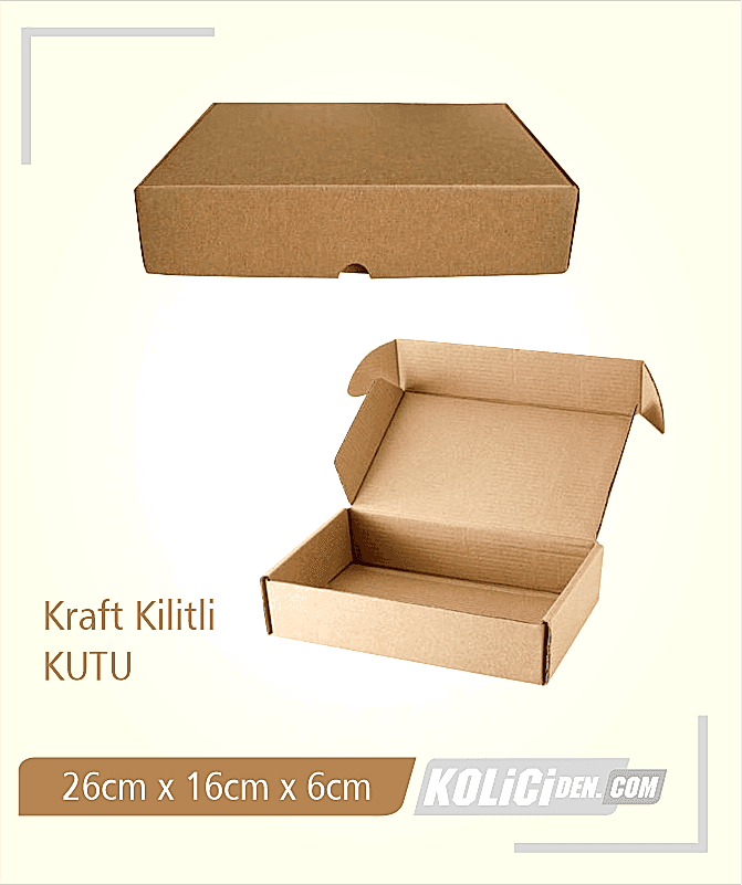 20x20x5cm Hazır Kraft Kilitli Kutu Çeşidi