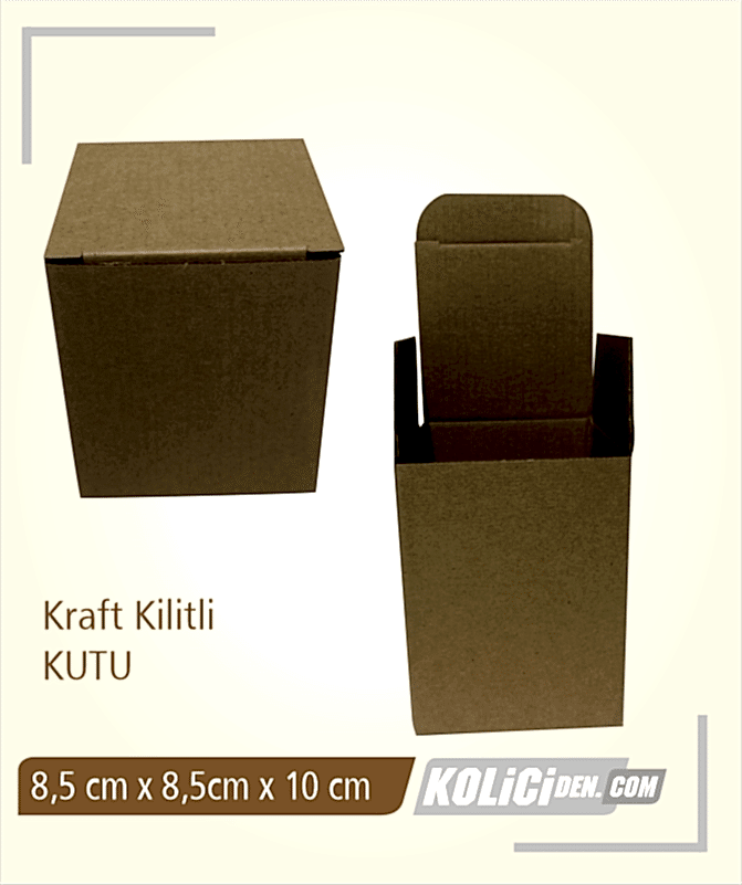8,5x8,5x10 cm Hazır Kraft Kilitli Kutu 